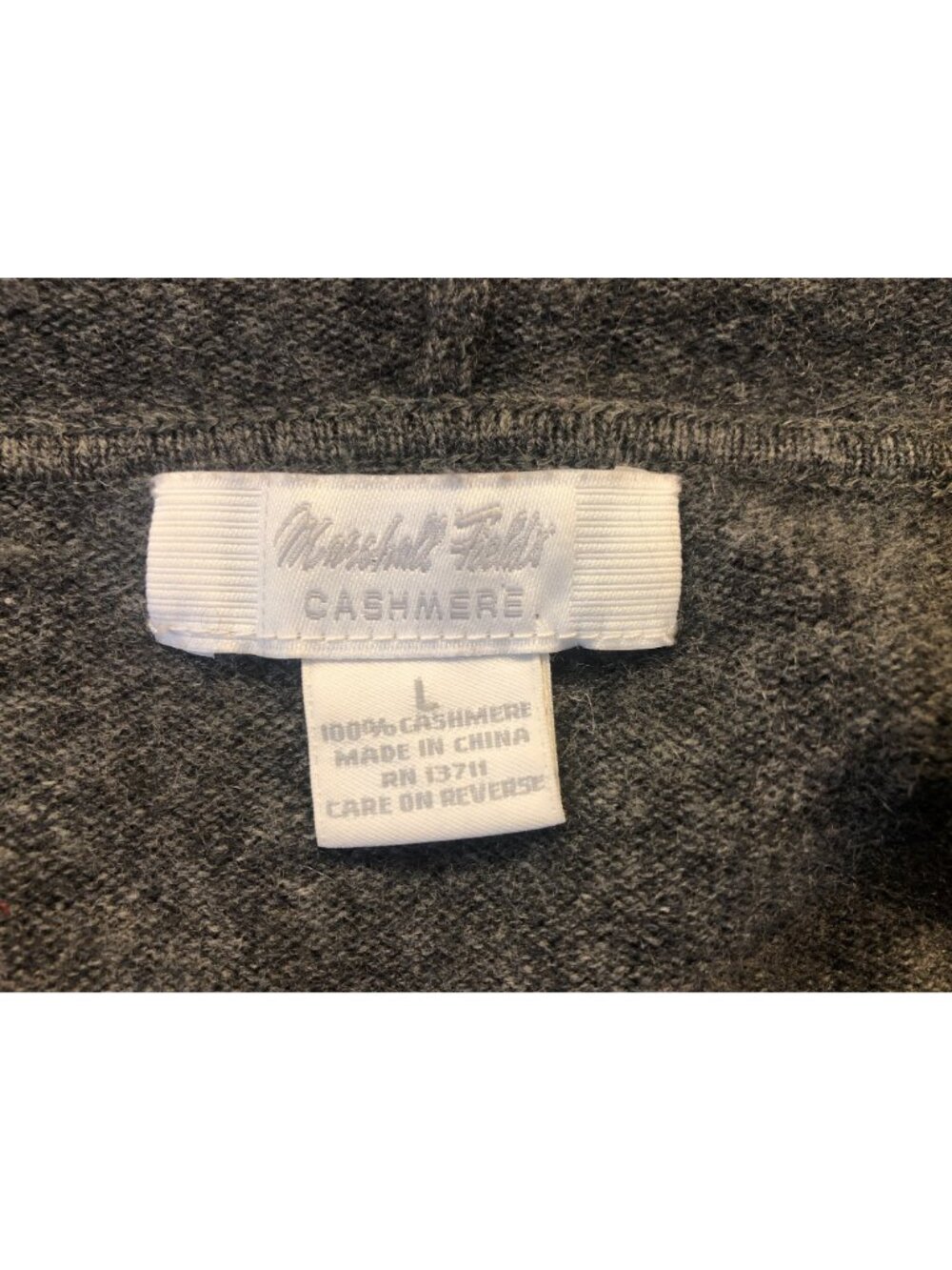 Vintage Marshall Field's 100% Cashmere Knit Zip Up Hoodie Charcoal Gray Sz Large - Picture 5 of 12